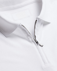 Premium White Zipper Polo Shirt | Modern Slim Fit