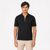 Premium black Zipper Polo Shirt | Modern Slim Fit