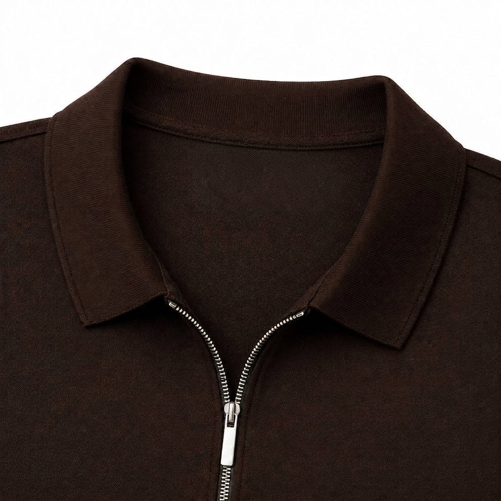 Premium chocolate Zipper Polo Shirt | Modern Slim Fit