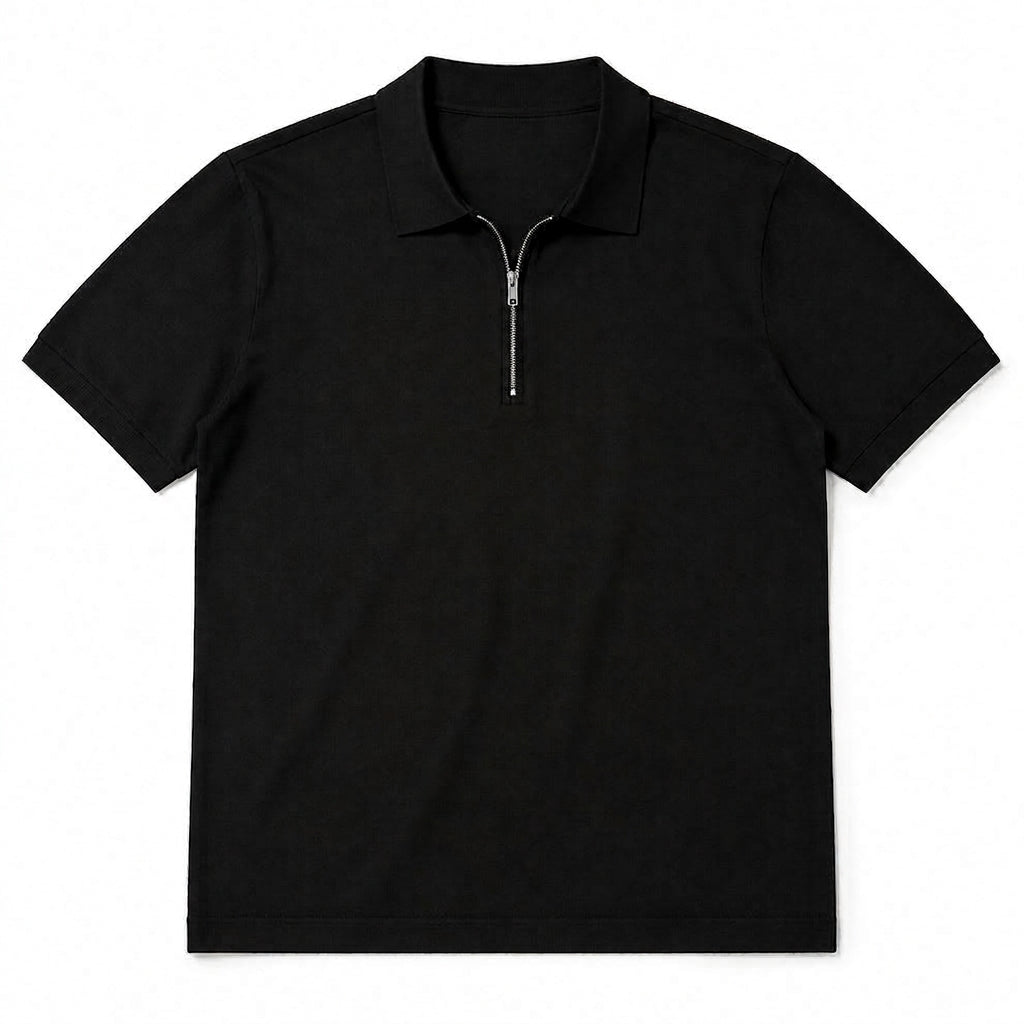 Premium black Zipper Polo Shirt | Modern Slim Fit
