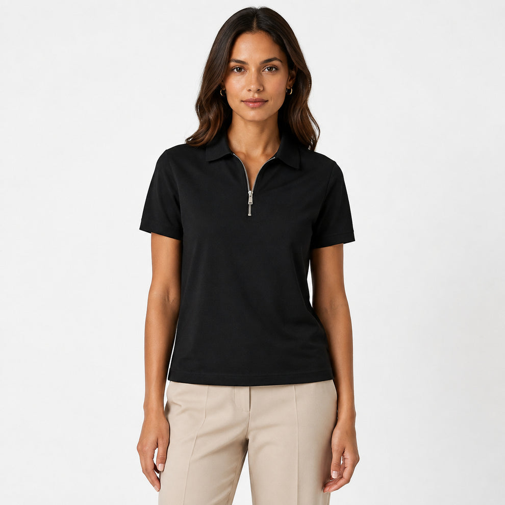 Premium black Zipper Polo Shirt | Modern Slim Fit