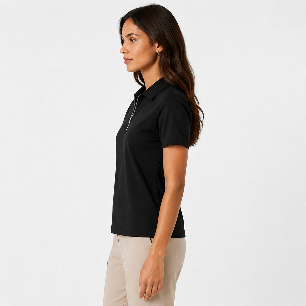 Premium black Zipper Polo Shirt | Modern Slim Fit