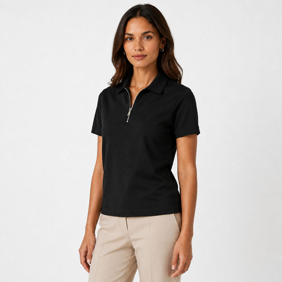 Premium black Zipper Polo Shirt | Modern Slim Fit