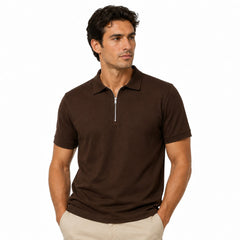 Premium chocolate Zipper Polo Shirt | Modern Slim Fit