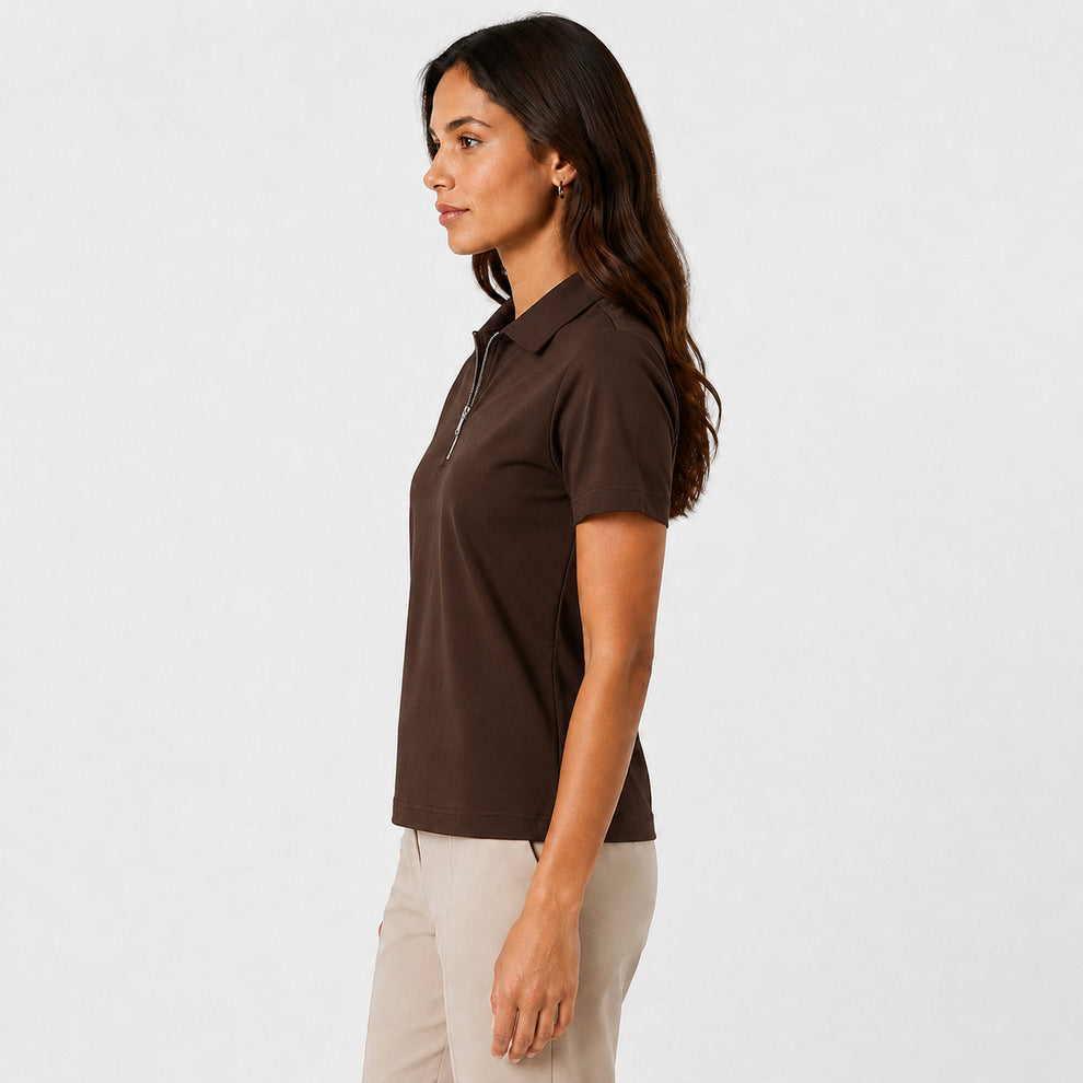 Premium chocolate Zipper Polo Shirt | Modern Slim Fit
