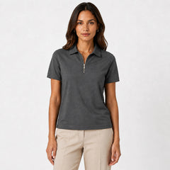 Premium Dark Grey Zipper Polo Shirt | Modern Slim Fit