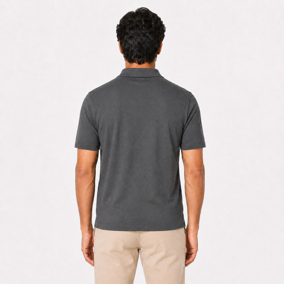 Premium Dark Grey Zipper Polo Shirt | Modern Slim Fit