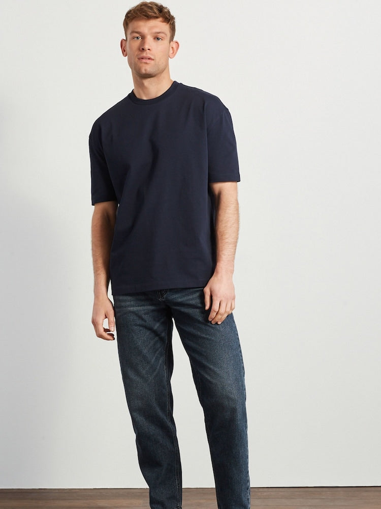 Premium Navy Oversized Drop Shoulder T-Shirt | Unisex Relaxed Fit