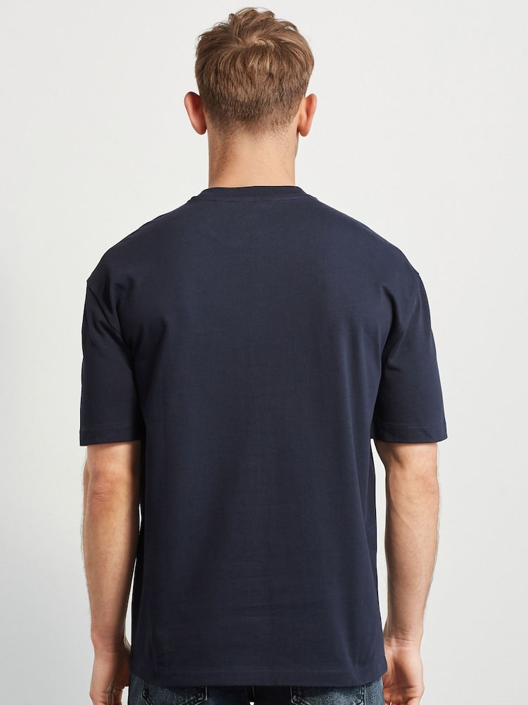 Premium Navy Oversized Drop Shoulder T-Shirt | Unisex Relaxed Fit