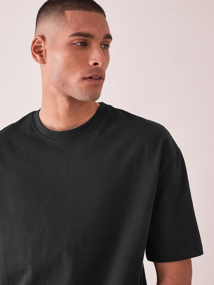 Premium Black Oversized Drop Shoulder T-Shirt | Unisex Relaxed Fit